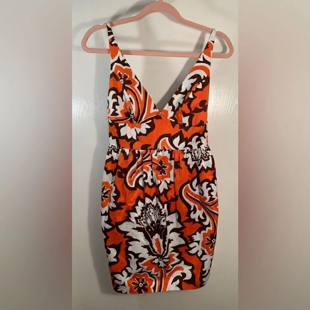 Milly of New York vintage brown/orange textured floral dress Size 6